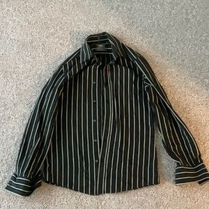 Mexxx slim-fit dress shirt - black and green and gray stripes